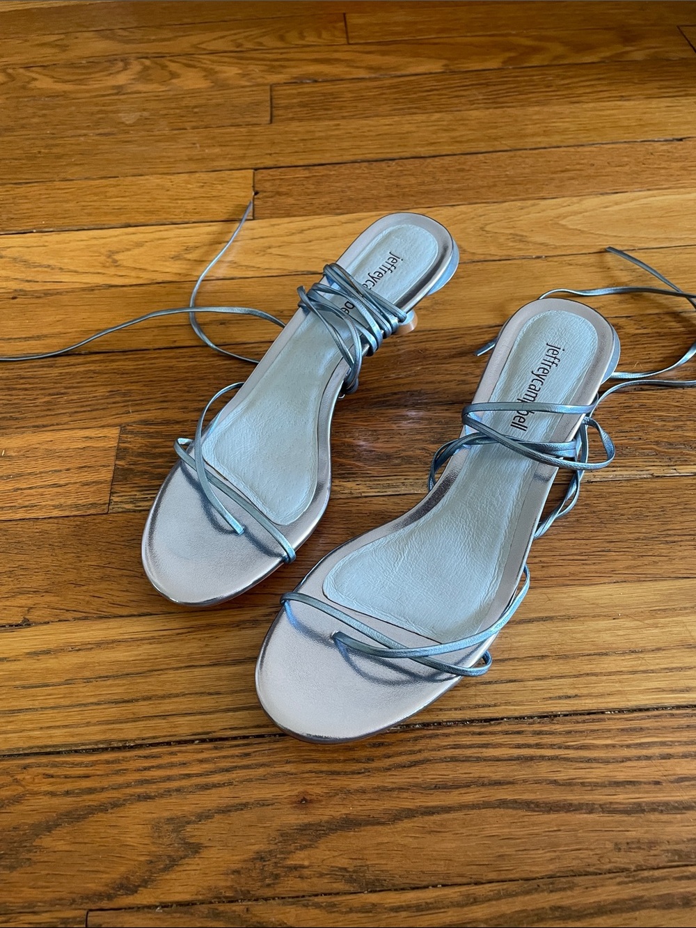 Jeffrey Campbell Metallic Light Blue Lace-Up Sandals